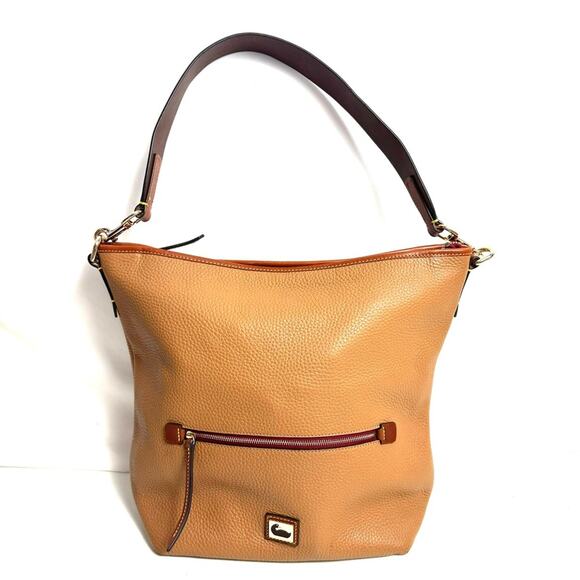 Dooney & Bourke Large Tan Pebble Hobo Shoulder Bag Purse - Picture 1 of 10